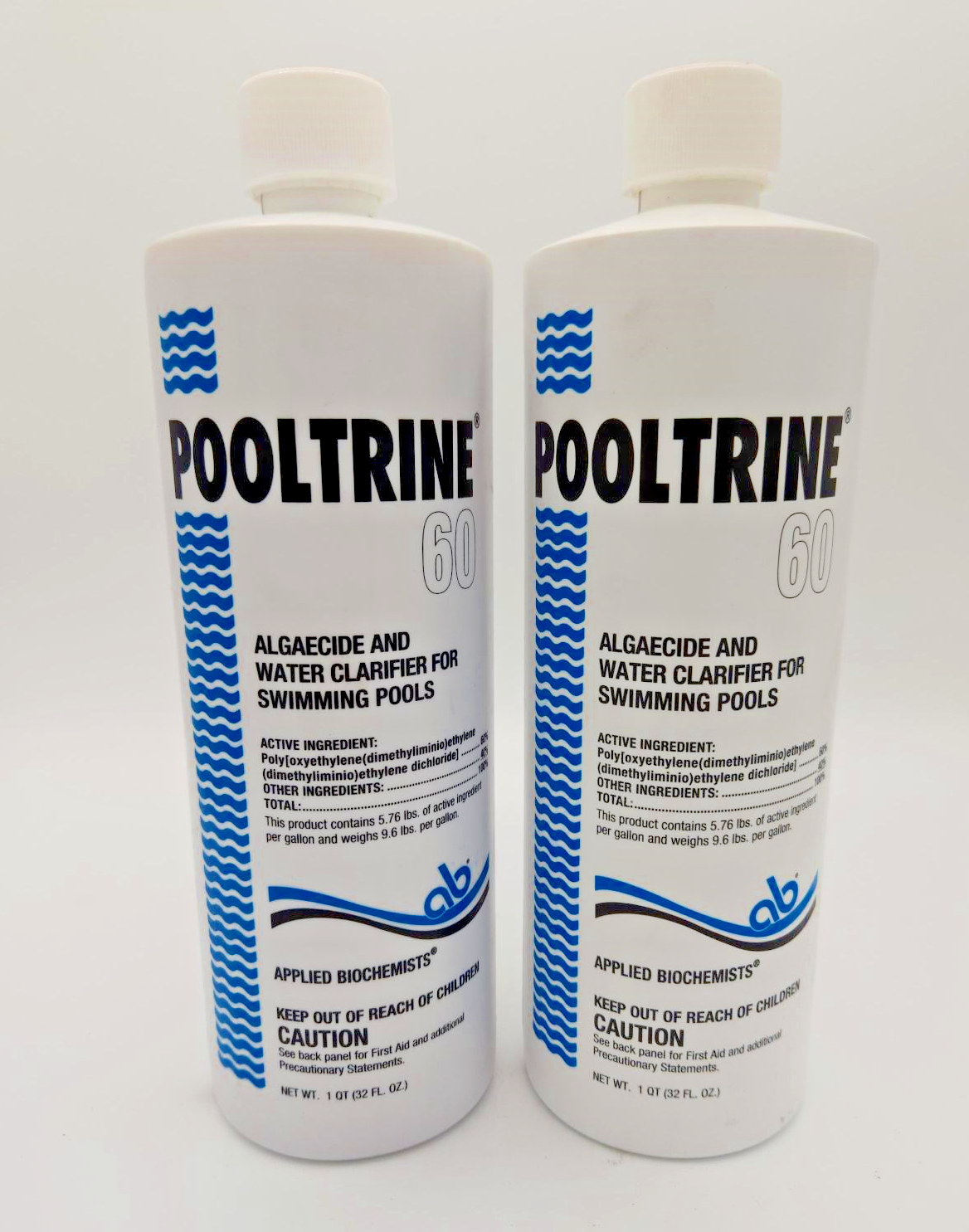 POOLTRINE 60 – ALGAECIDE – 32OZ (QUART) 2-PACK** (APPLIED BIOCHEMISTS – 407303A)